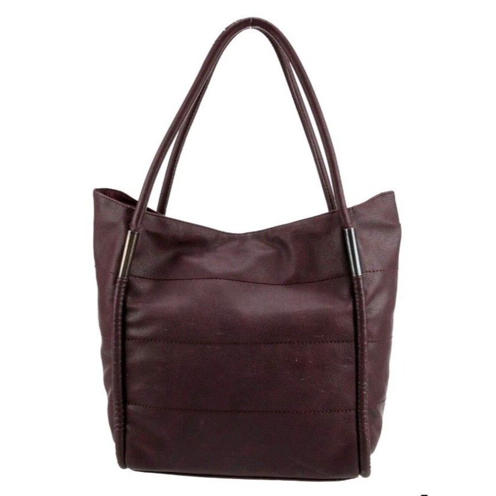 Neiman Marcus Burgundy Leather Rolled Handles Tote Bag Purse